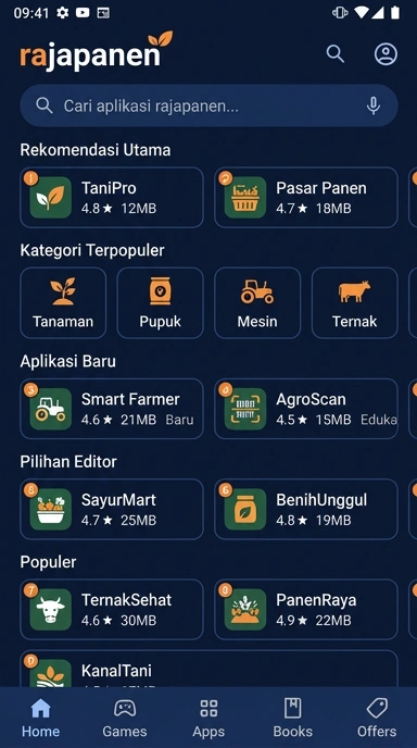 Tampilan katalog aplikasi rajapanen