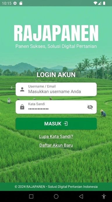 Tampilan halaman login rajapanen